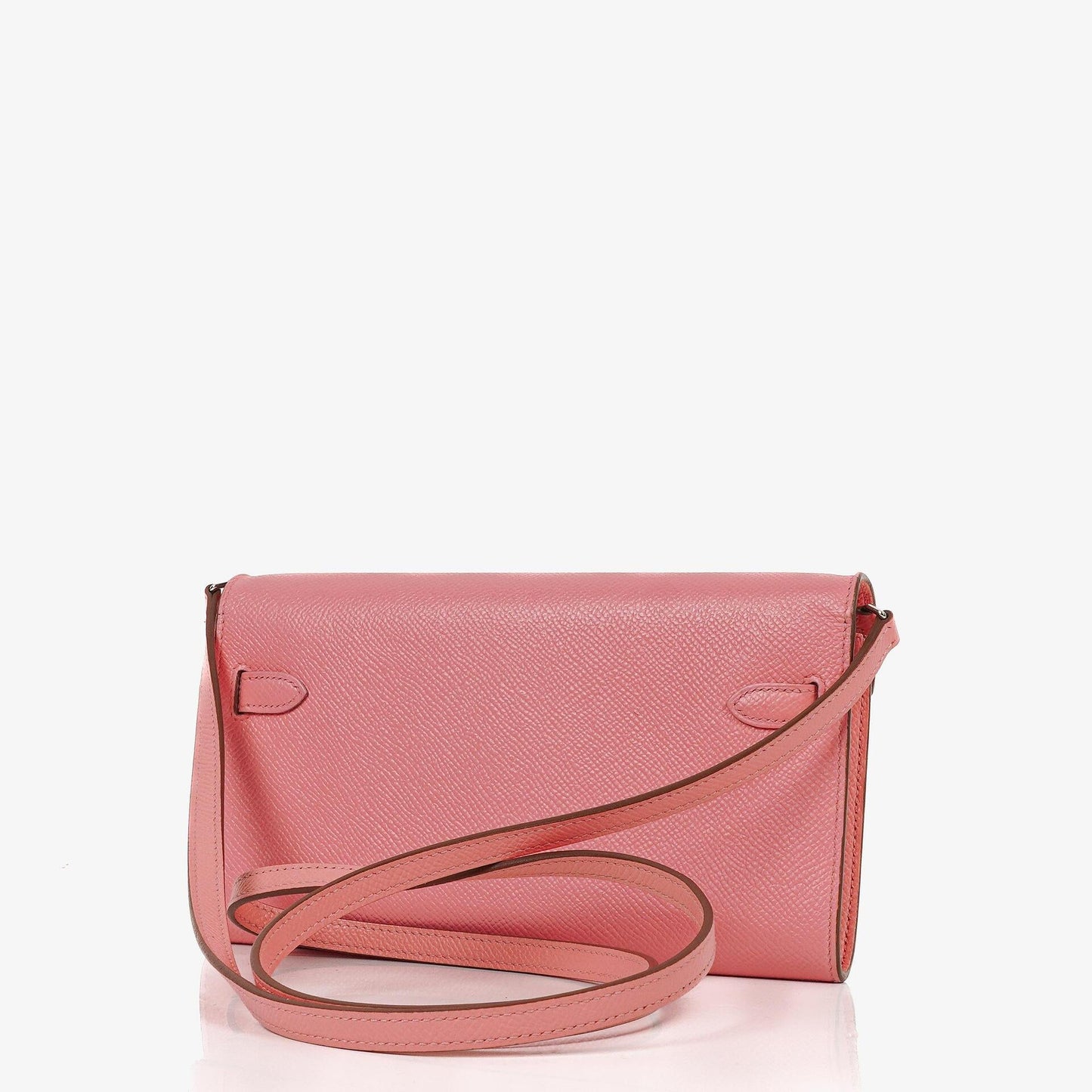 Hermès Kelly To Go Geldbörse aus Epsom in Rose Confetti mit Palladium-Beschlägen