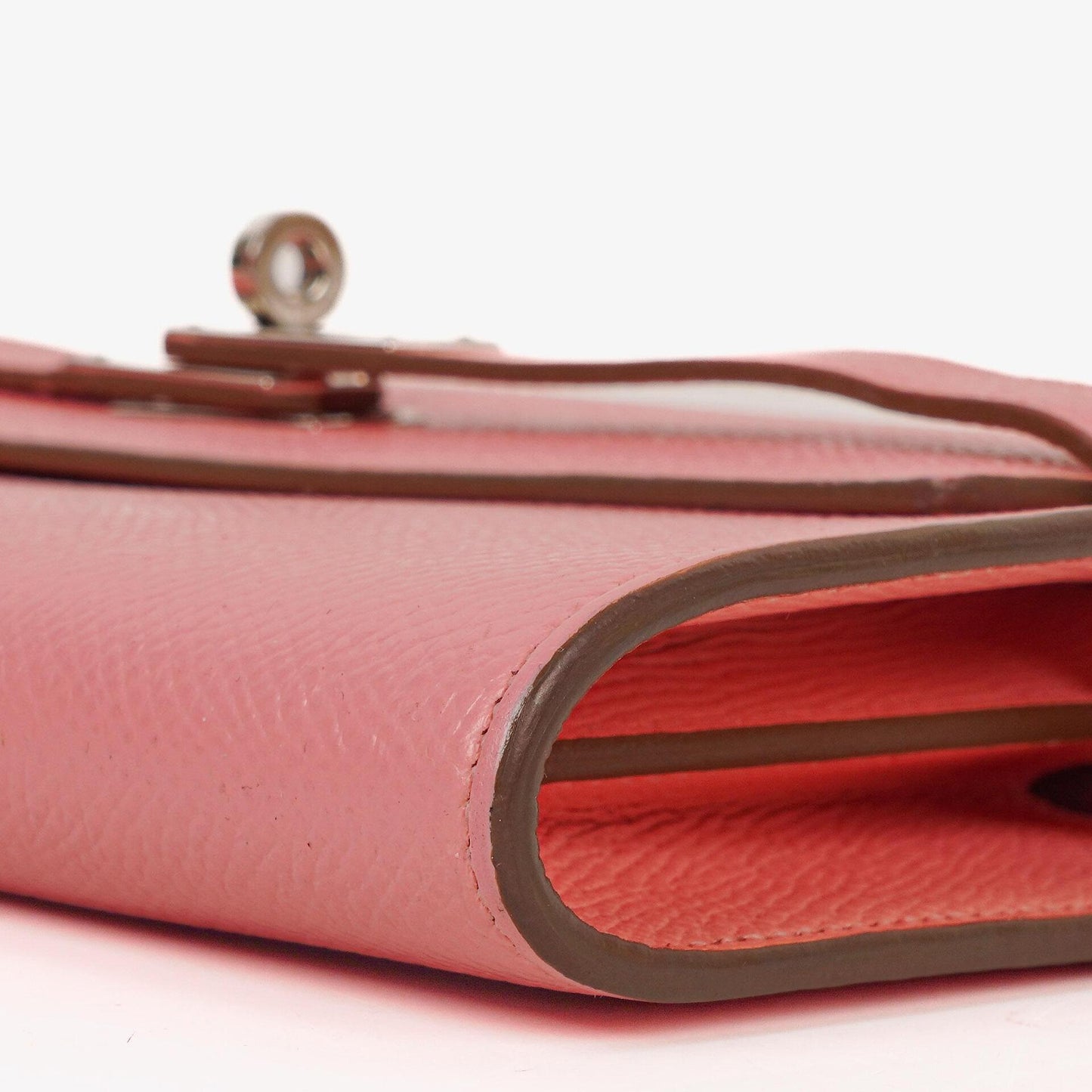 Hermès Kelly To Go Geldbörse aus Epsom in Rose Confetti mit Palladium-Beschlägen