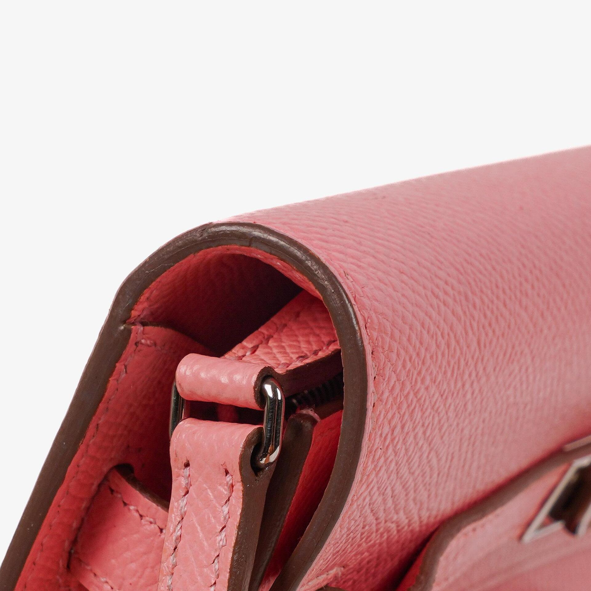 Hermès Kelly To Go Geldbörse aus Epsom in Rose Confetti mit Palladium-Beschlägen