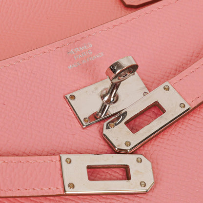 Hermès Kelly To Go Geldbörse aus Epsom in Rose Confetti mit Palladium-Beschlägen