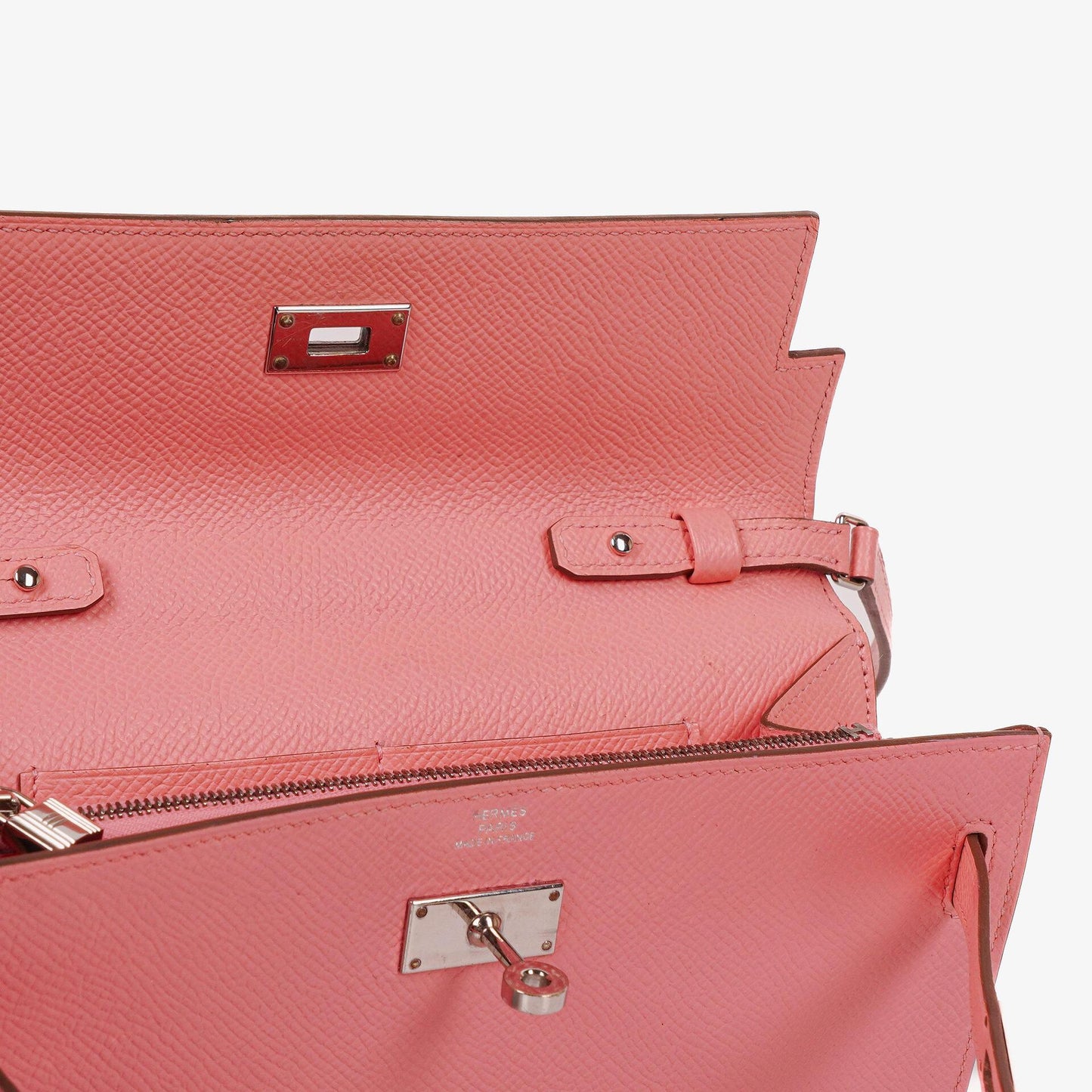 Hermès Kelly To Go Geldbörse aus Epsom in Rose Confetti mit Palladium-Beschlägen