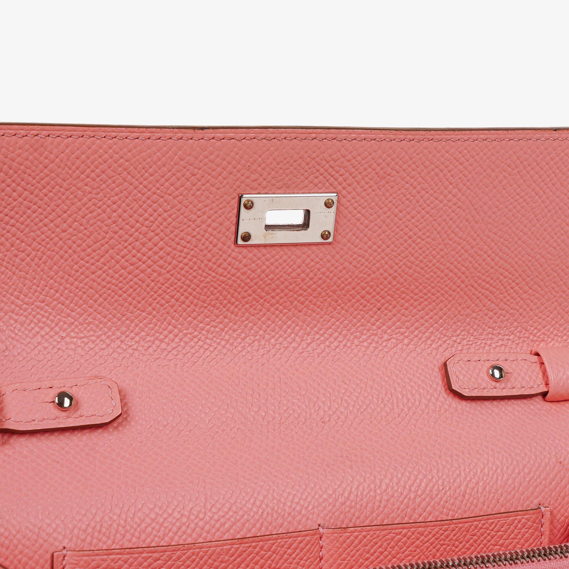 Hermès Kelly To Go Geldbörse aus Epsom in Rose Confetti mit Palladium-Beschlägen