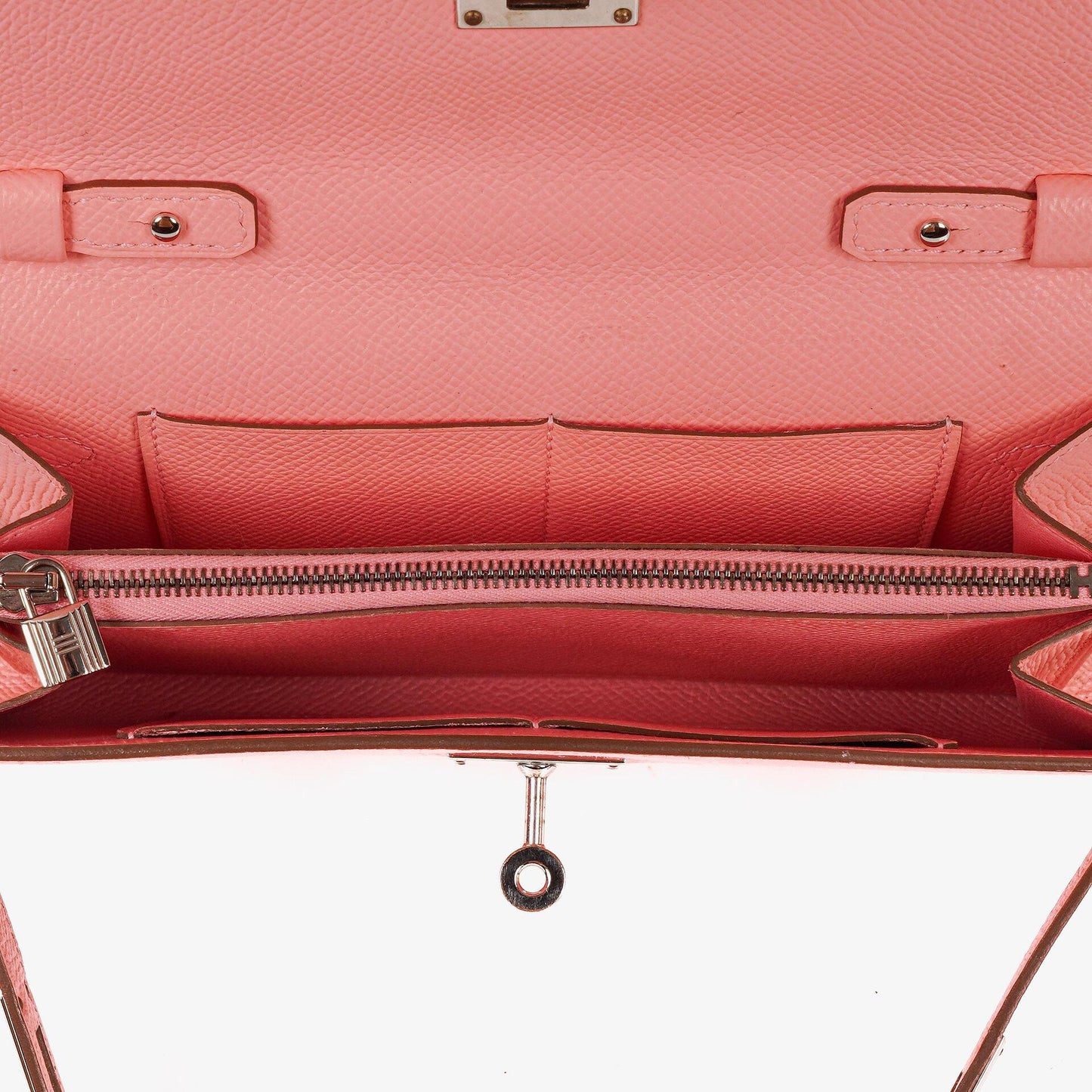 Hermès Kelly To Go Geldbörse aus Epsom in Rose Confetti mit Palladium-Beschlägen