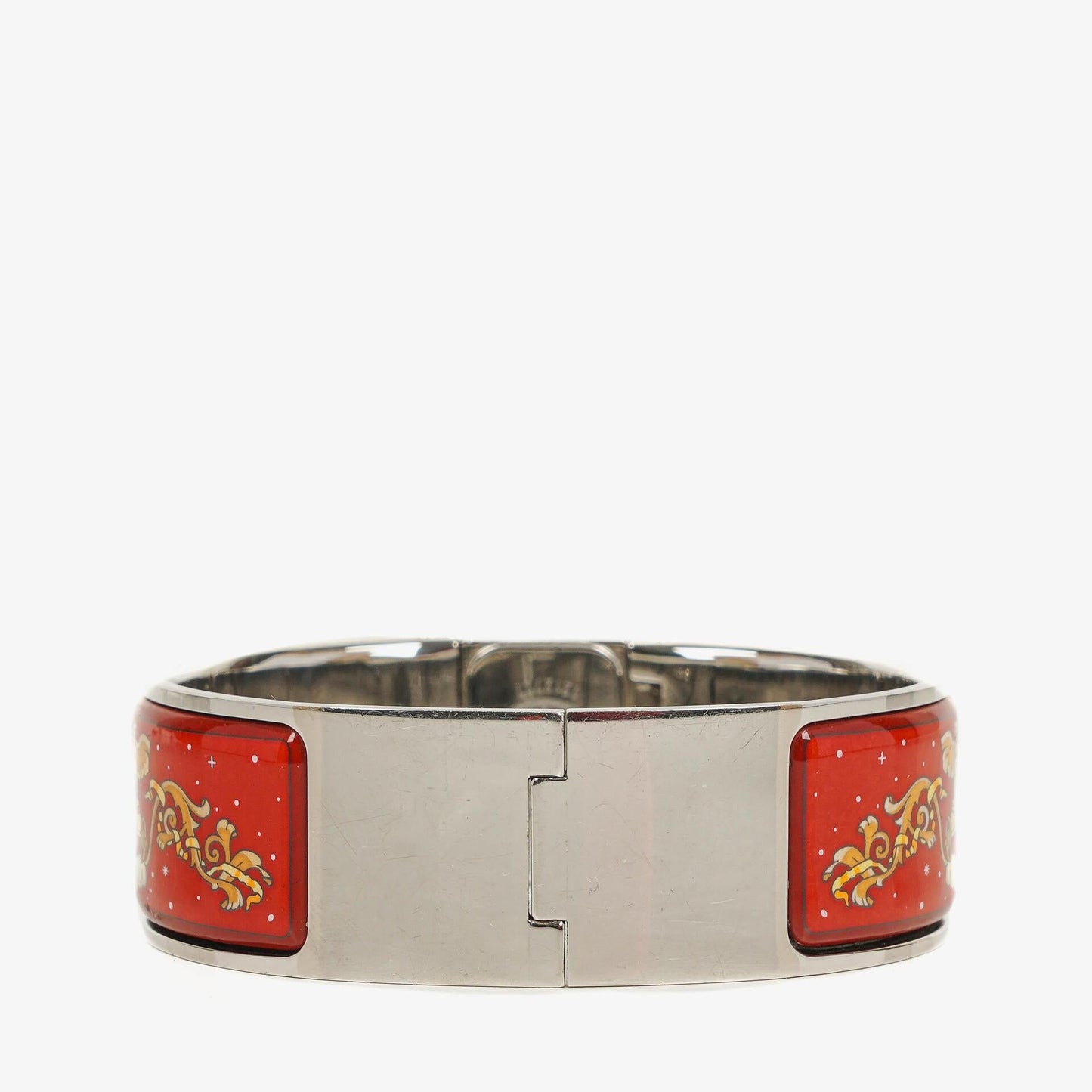 Hermès Loquet Armreif-Quarzuhr in Rot und Silber L01.110