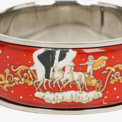 Hermès Loquet Armreif-Quarzuhr in Rot und Silber L01.110