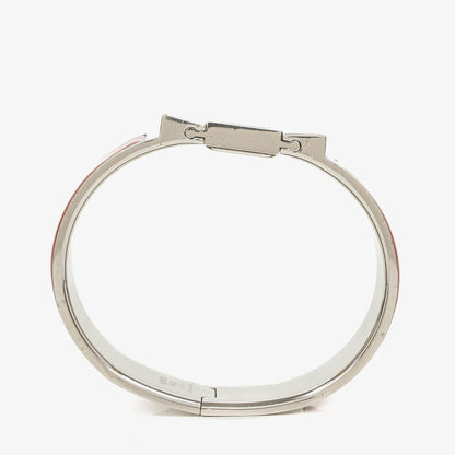 Hermès Loquet Armreif-Quarzuhr in Rot und Silber L01.110