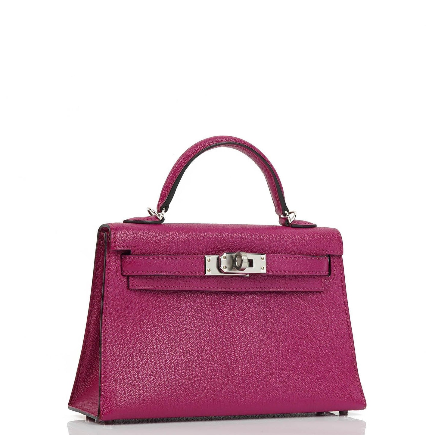 Hermes Mini Kelly Sellier, Chevre Mysore Rose Pourpre Lila, Palladium Hardware