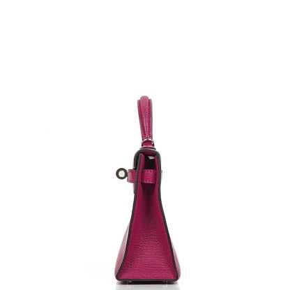Hermes Mini Kelly Sellier, Chevre Mysore Rose Pourpre Lila, Palladium Hardware