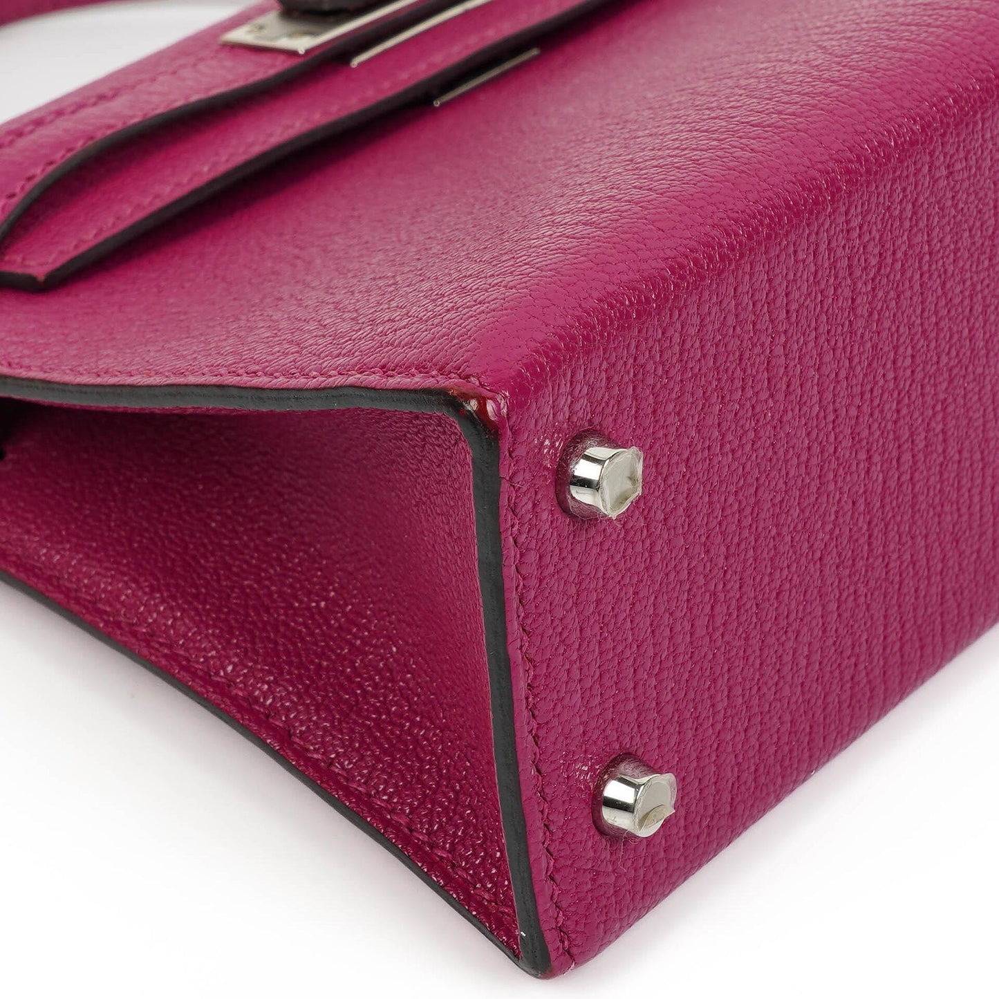 Hermes Mini Kelly Sellier, Chevre Mysore Rose Pourpre Lila, Palladium Hardware