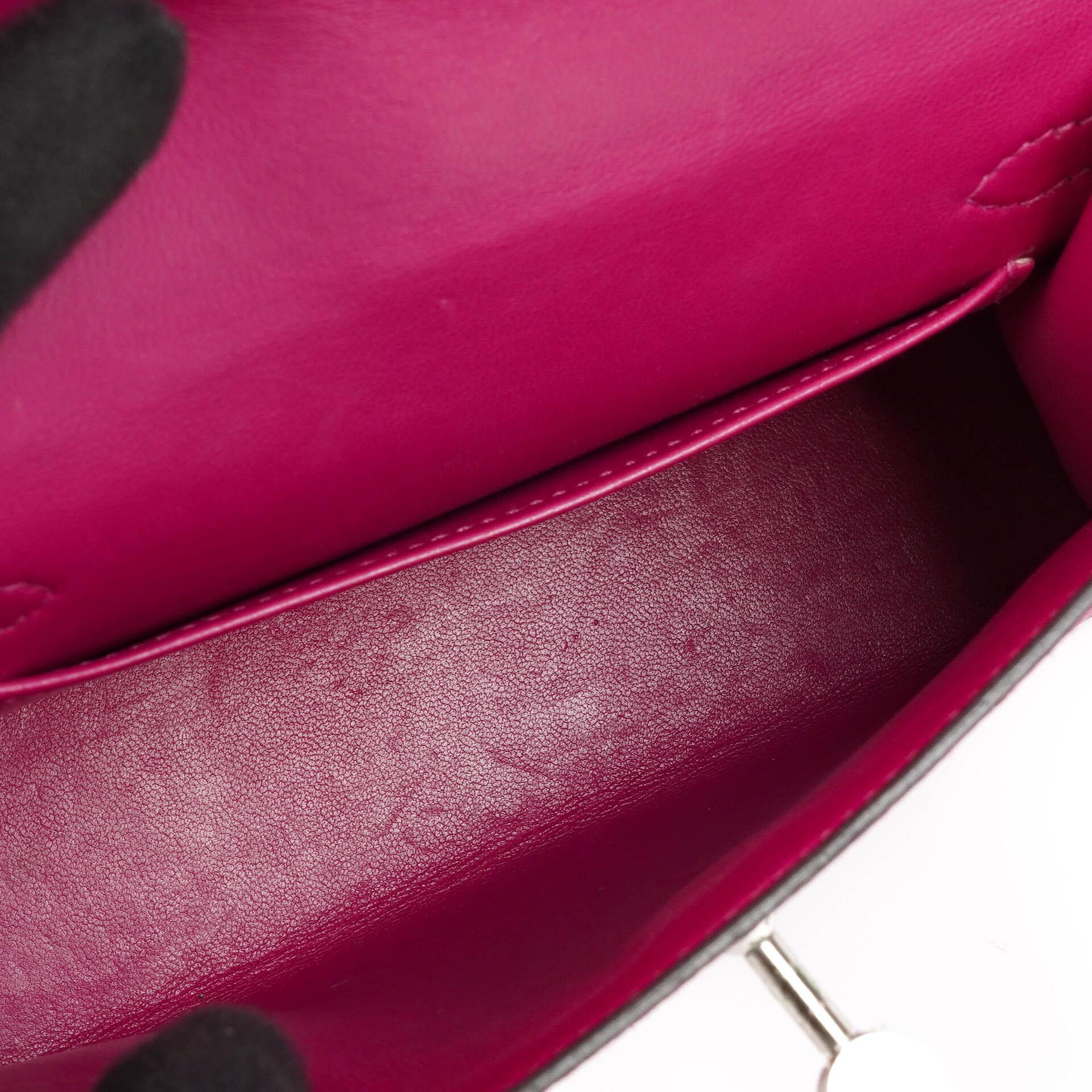 Hermes Mini Kelly Sellier, Chevre Mysore Rose Pourpre Lila, Palladium Hardware