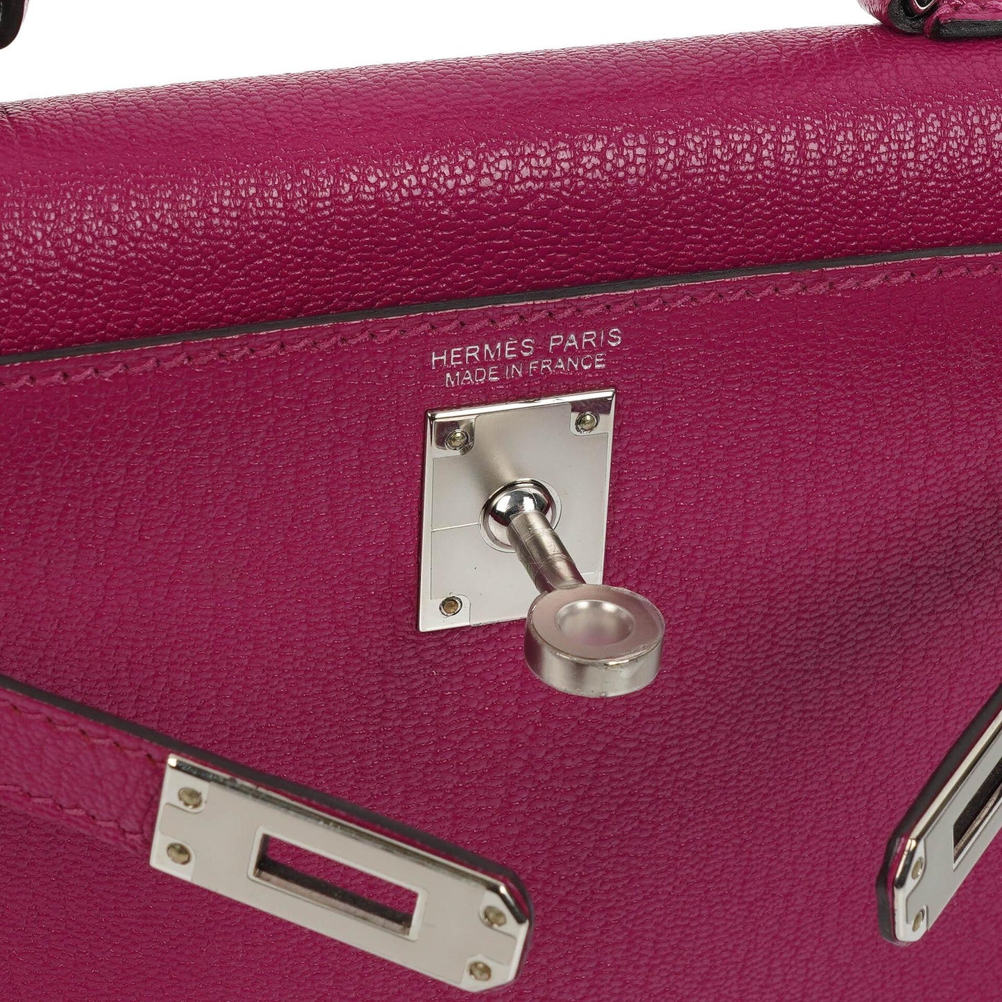 Hermes Mini Kelly Sellier, Chevre Mysore Rose Pourpre Lila, Palladium Hardware