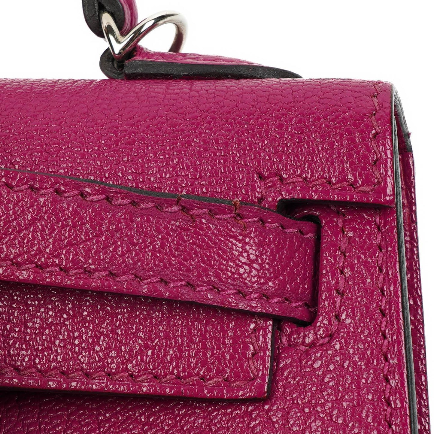 Hermes Mini Kelly Sellier, Chevre Mysore Rose Pourpre Lila, Palladium Hardware