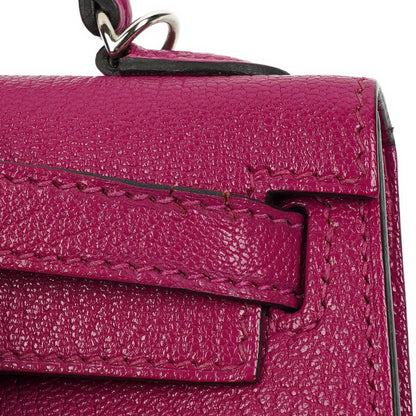 Hermes Mini Kelly Sellier, Chevre Mysore Rose Pourpre Lila, Palladium Hardware