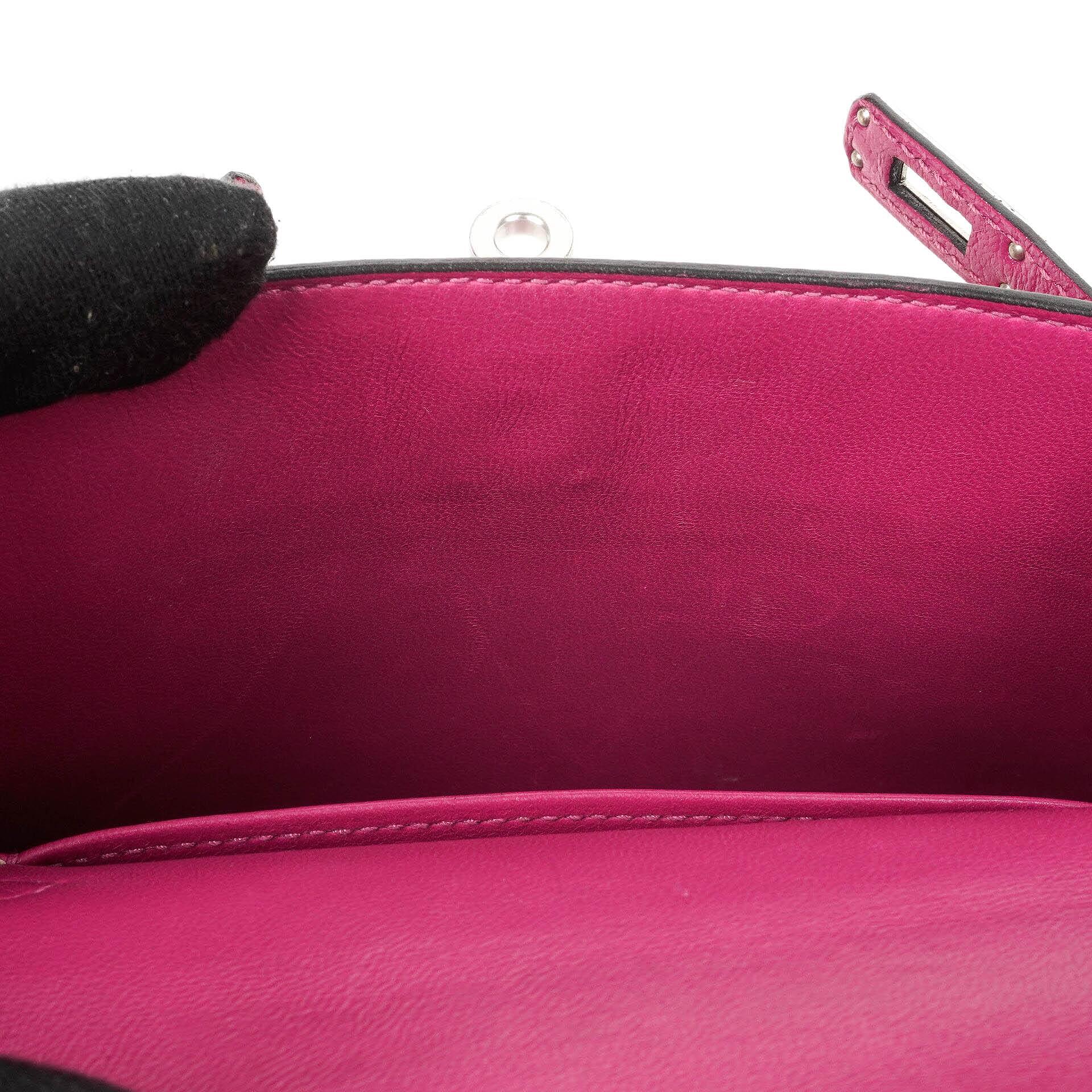 Hermes Mini Kelly Sellier, Chevre Mysore Rose Pourpre Lila, Palladium Hardware