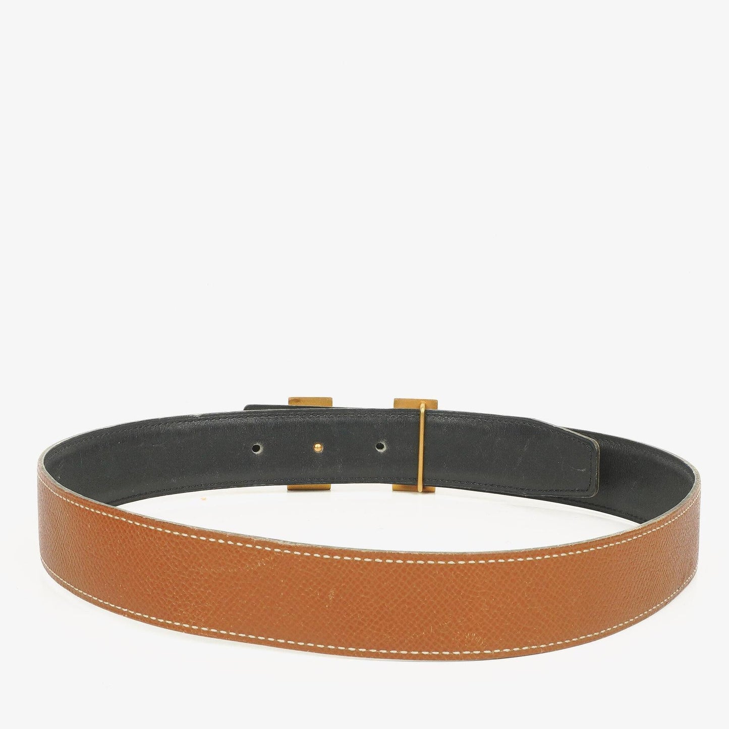Hermès H Wendegürtel 65 in Navy und Gold Box, 30 mm