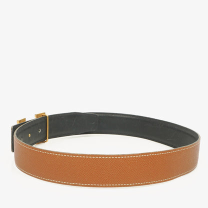 Hermès H Wendegürtel 65 in Navy und Gold Box, 30 mm
