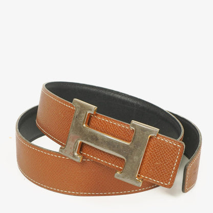 Hermès H Wendegürtel 65 in Navy und Gold Box, 30 mm