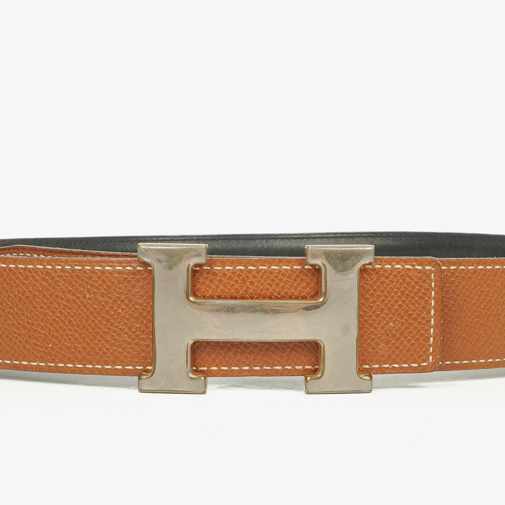 Hermès H Wendegürtel 65 in Navy und Gold Box, 30 mm