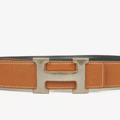 Hermès H Wendegürtel 65 in Navy und Gold Box, 30 mm