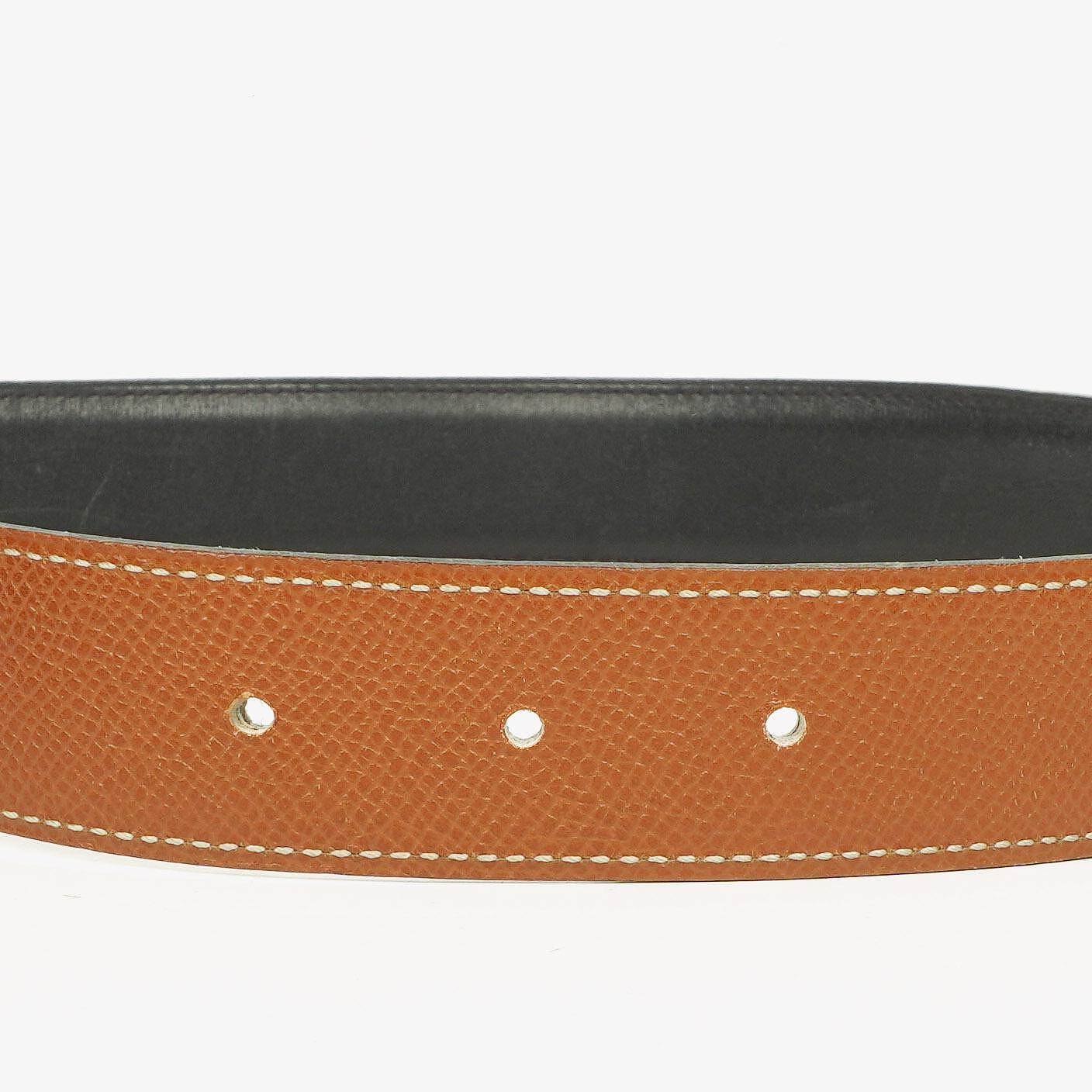 Hermès H Wendegürtel 65 in Navy und Gold Box, 30 mm