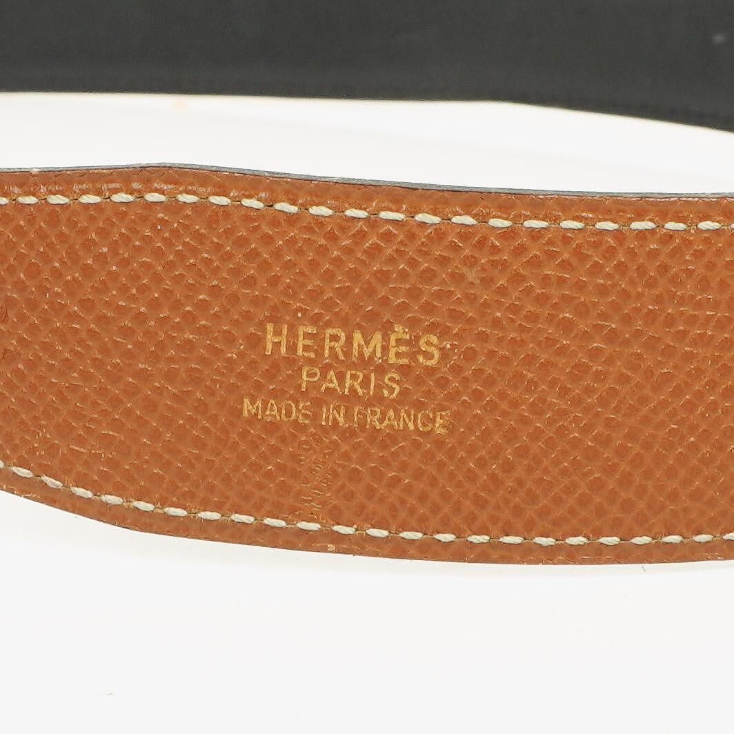 Hermès H Wendegürtel 65 in Navy und Gold Box, 30 mm