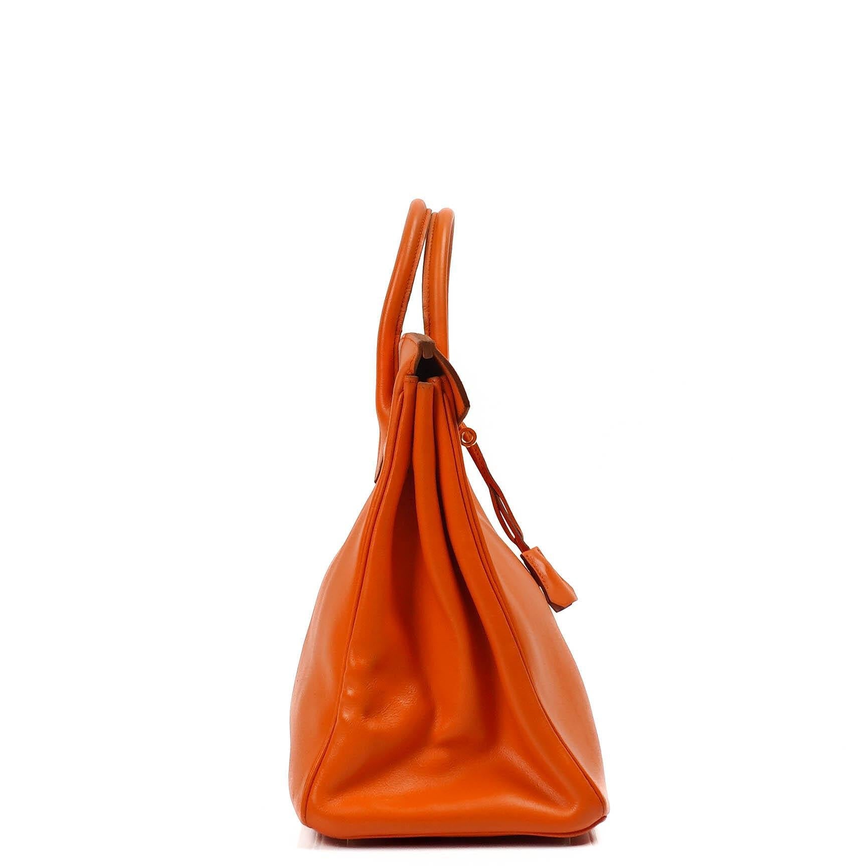 Hermes HAC Birkin 32 Swift Leder Orange mit Gold Hardware