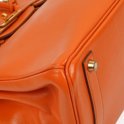 Hermes HAC Birkin 32 Swift Leder Orange mit Gold Hardware