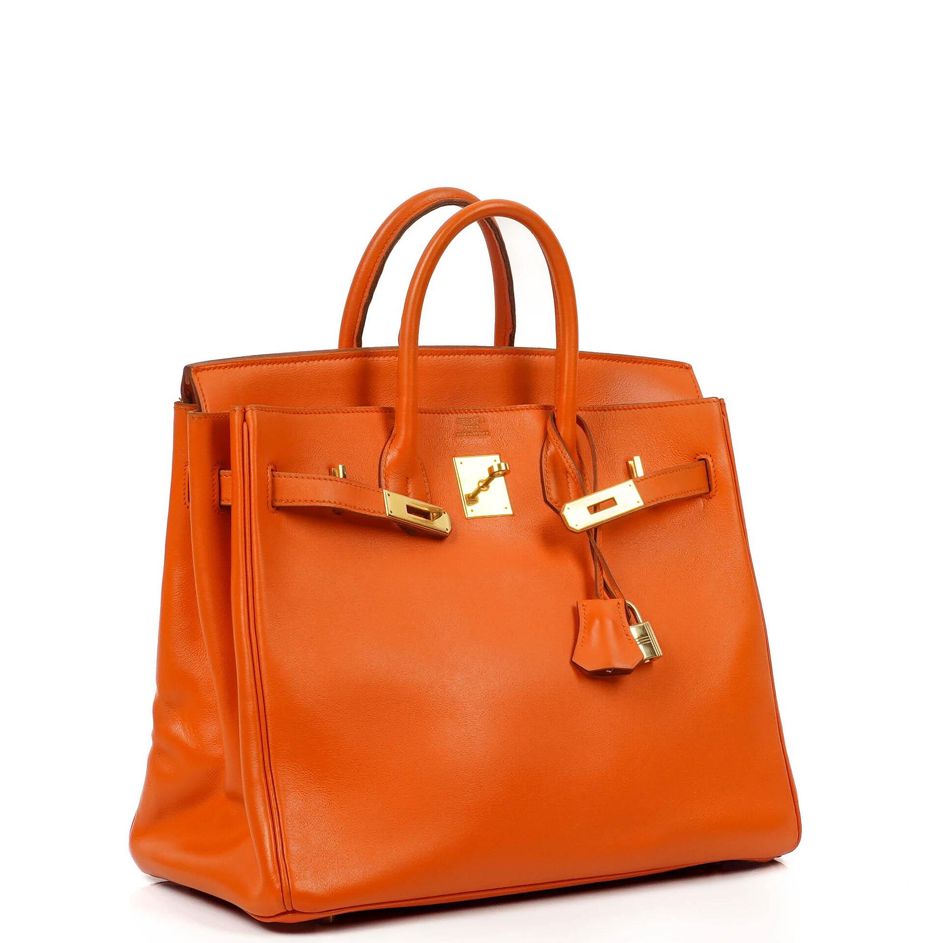 Hermes HAC Birkin 32 Swift Leder Orange mit Gold Hardware