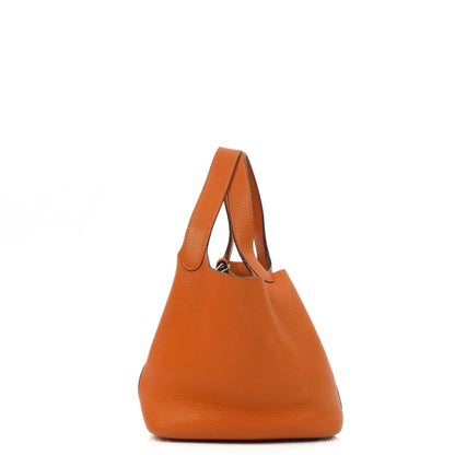 Hermès Picotin 18 PM Bucket Tasche aus orangefarbenem Taurillon Clemence