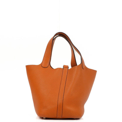Hermès Picotin 18 PM Bucket Tasche aus orangefarbenem Taurillon Clemence