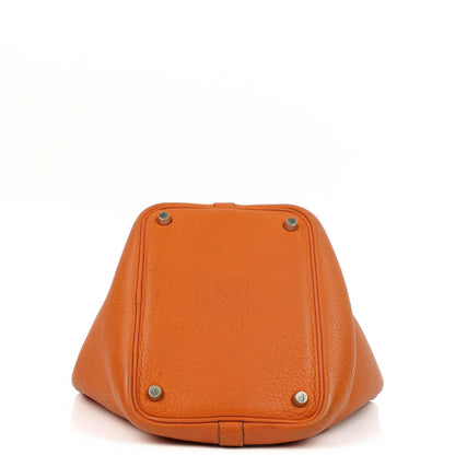 Hermès Picotin 18 PM Bucket Tasche aus orangefarbenem Taurillon Clemence