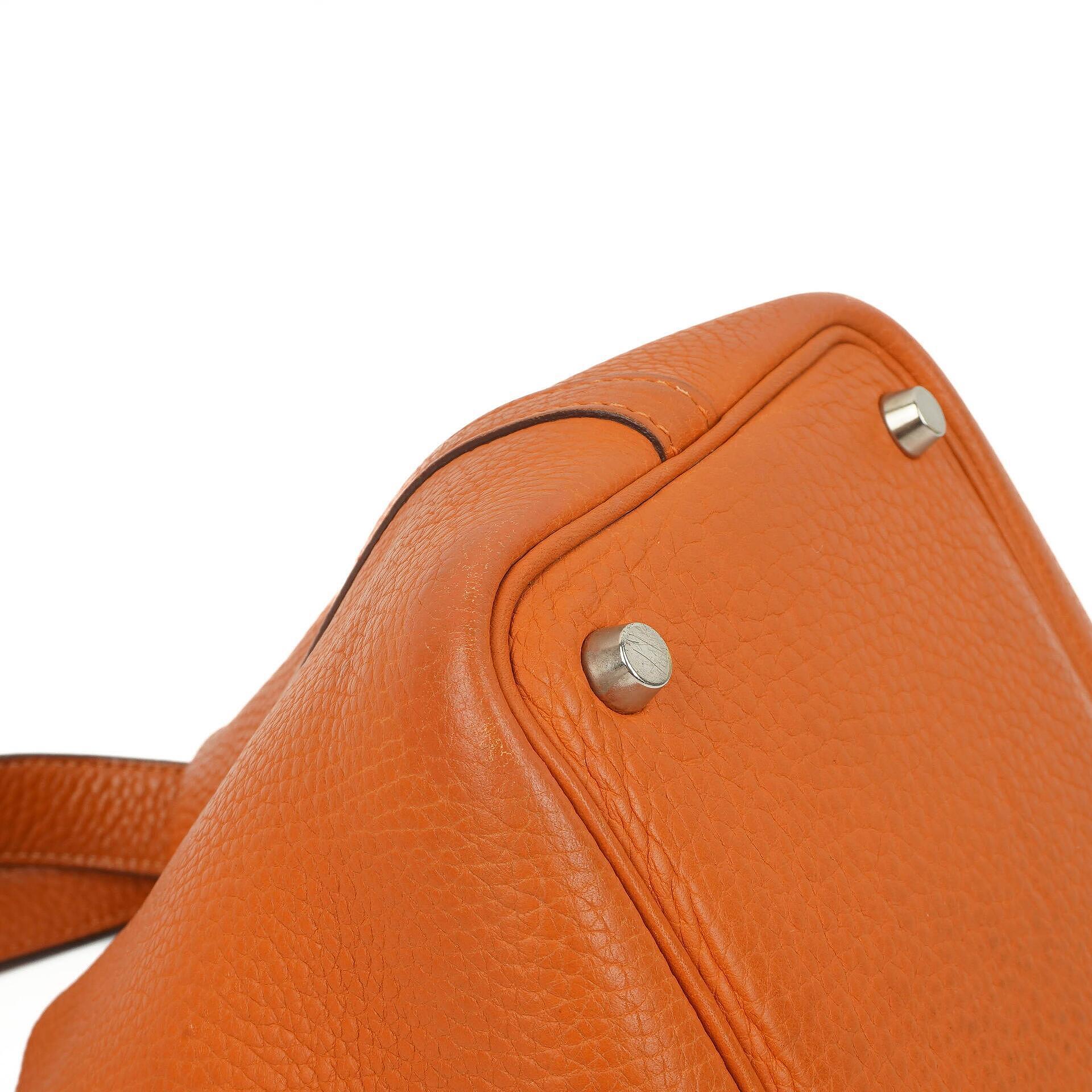 Hermès Picotin 18 PM Bucket Tasche aus orangefarbenem Taurillon Clemence