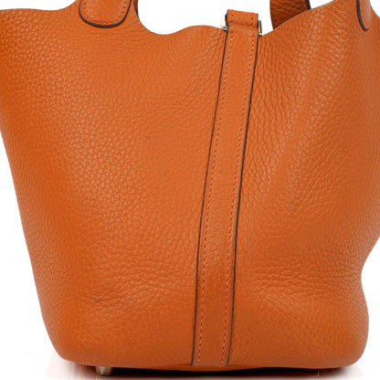Hermès Picotin 18 PM Bucket Tasche aus orangefarbenem Taurillon Clemence