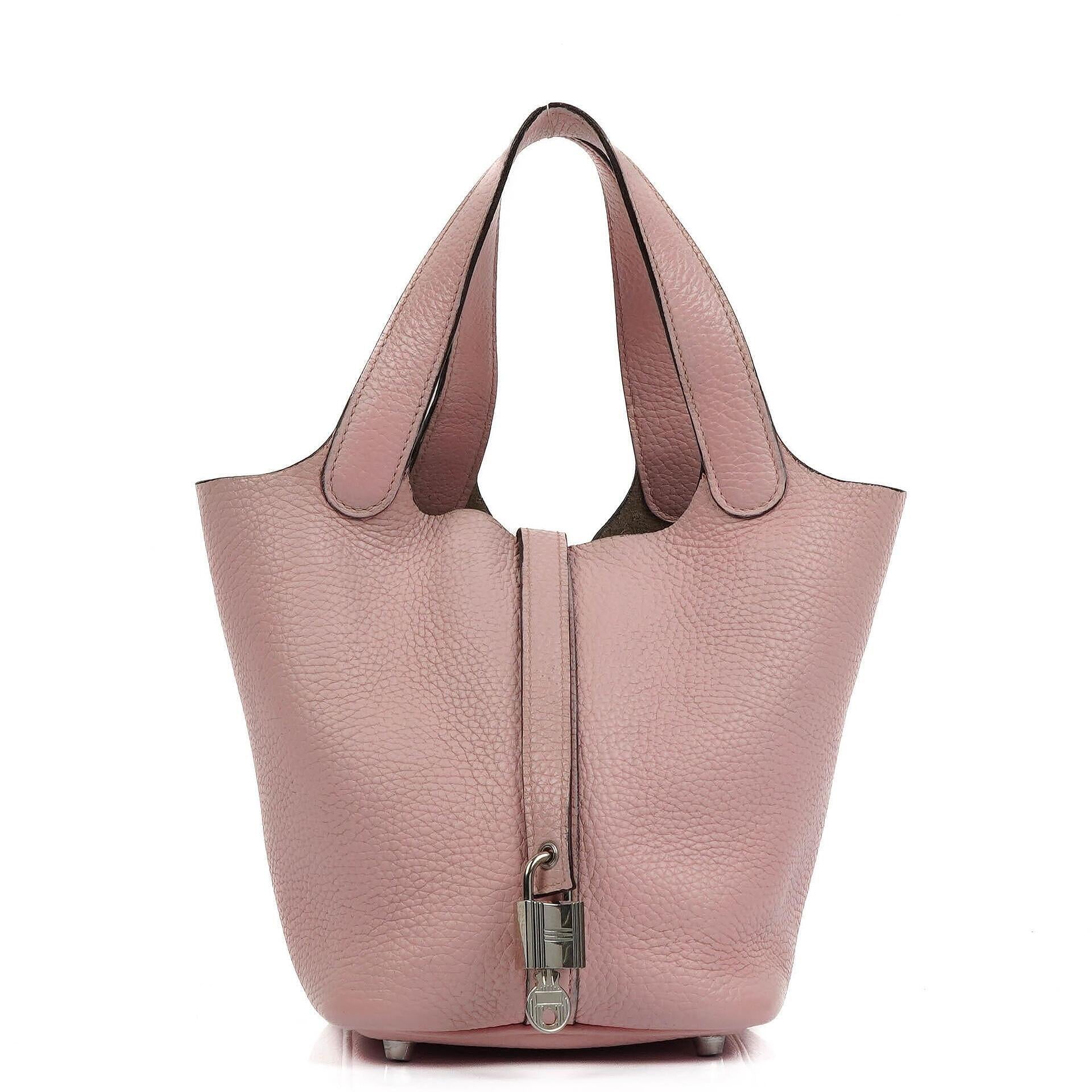 Hermès Picotin 18 aus Rose Sakura Taurillon Clemence mit Palladium-Hardware