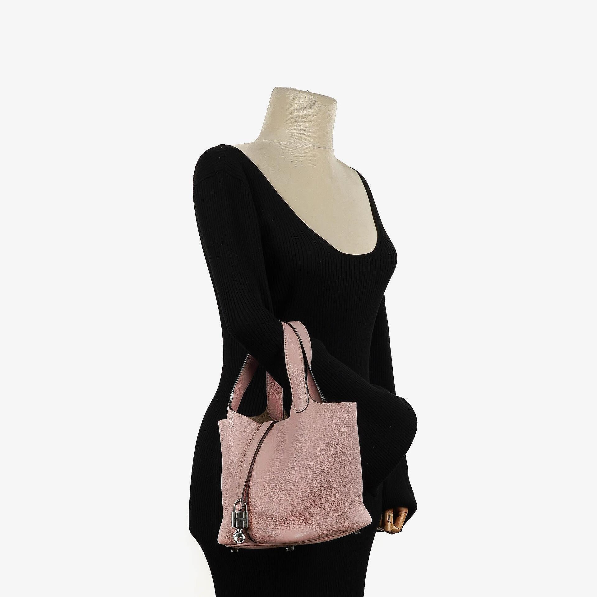 Hermès Picotin 18 aus Rose Sakura Taurillon Clemence mit Palladium-Hardware
