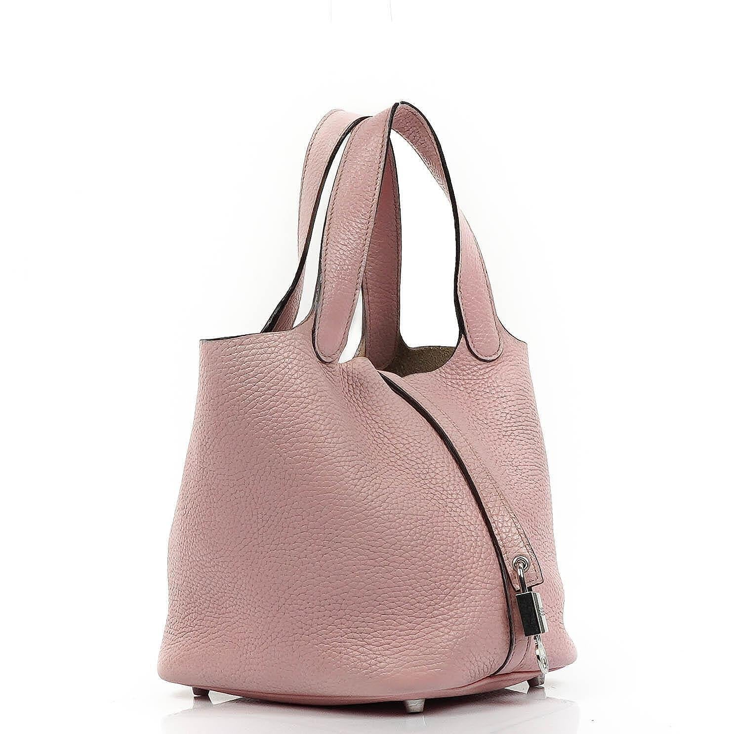 Hermès Picotin 18 aus Rose Sakura Taurillon Clemence mit Palladium-Hardware