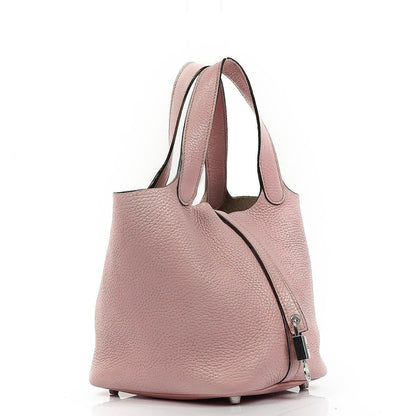 Hermès Picotin 18 aus Rose Sakura Taurillon Clemence mit Palladium-Hardware
