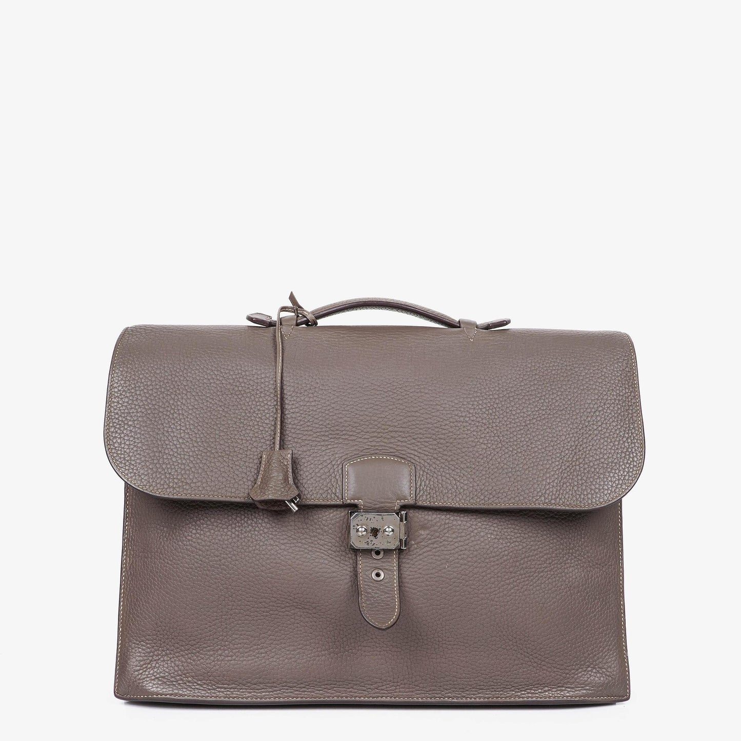 Hermès Sac à Dépêches 38 cm Aktentasche aus Clemence-Leder in Gris Tourterelle mit palladiumbeschichteter Hardware