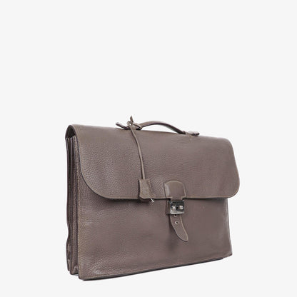 Hermès Sac à Dépêches 38 cm Aktentasche aus Clemence-Leder in Gris Tourterelle mit palladiumbeschichteter Hardware
