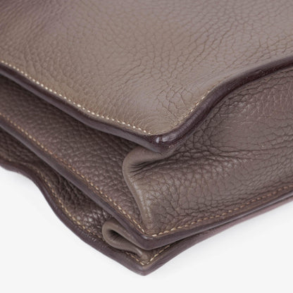 Hermès Sac à Dépêches 38 cm Aktentasche aus Clemence-Leder in Gris Tourterelle mit palladiumbeschichteter Hardware
