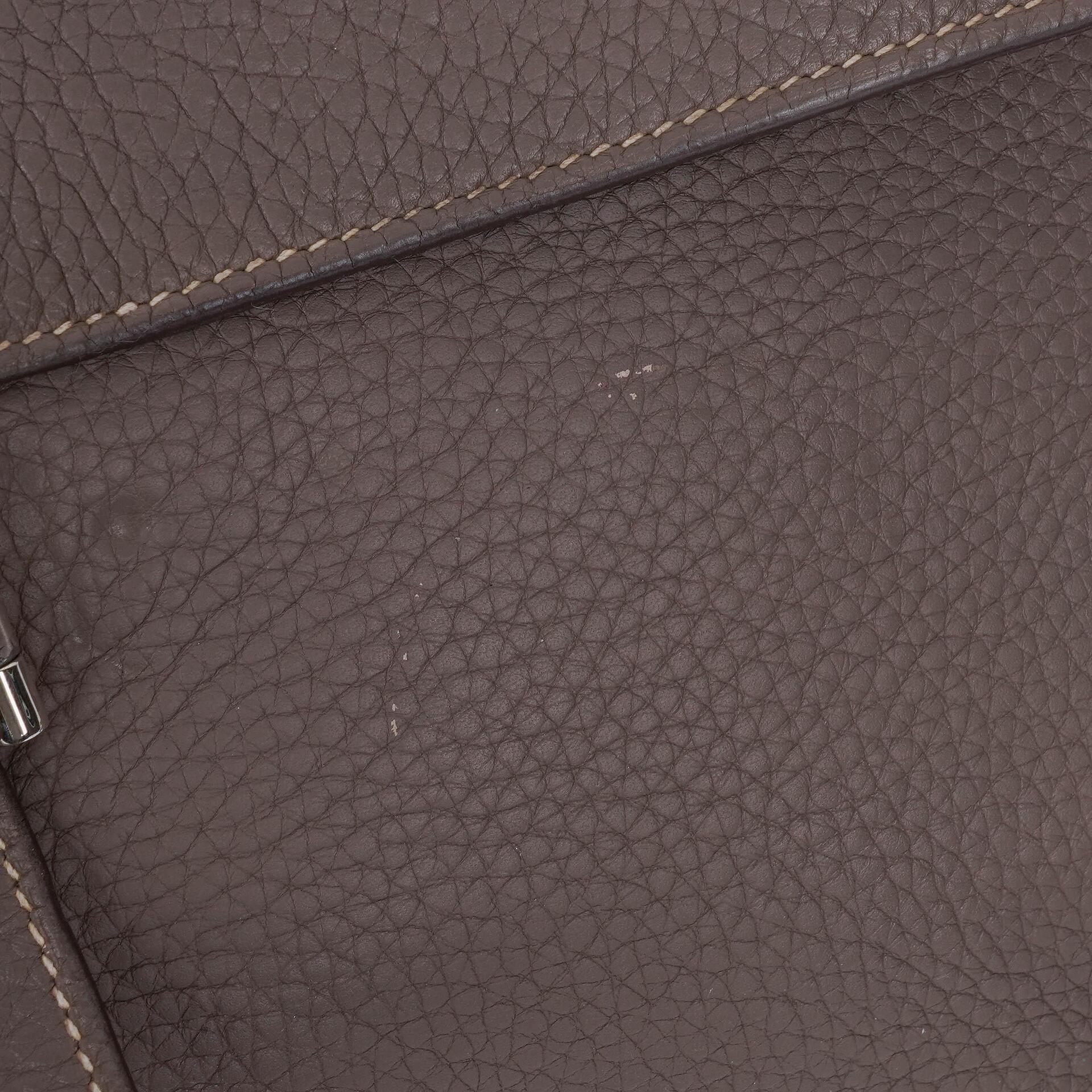 Hermès Sac à Dépêches 38 cm Aktentasche aus Clemence-Leder in Gris Tourterelle mit palladiumbeschichteter Hardware