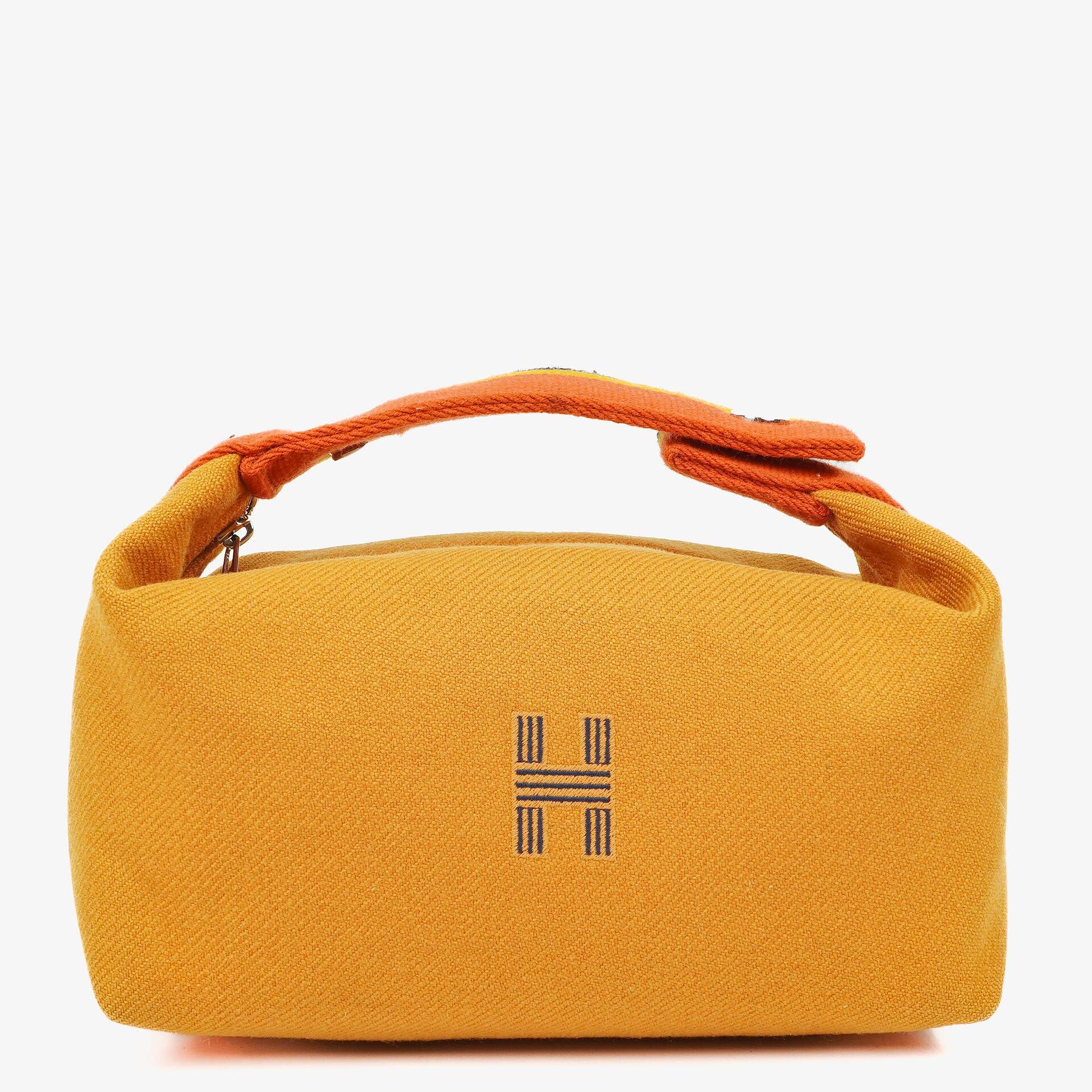 Hermès kleine Bride-A-Brac Pouch aus ockerfarbenem Canvas
