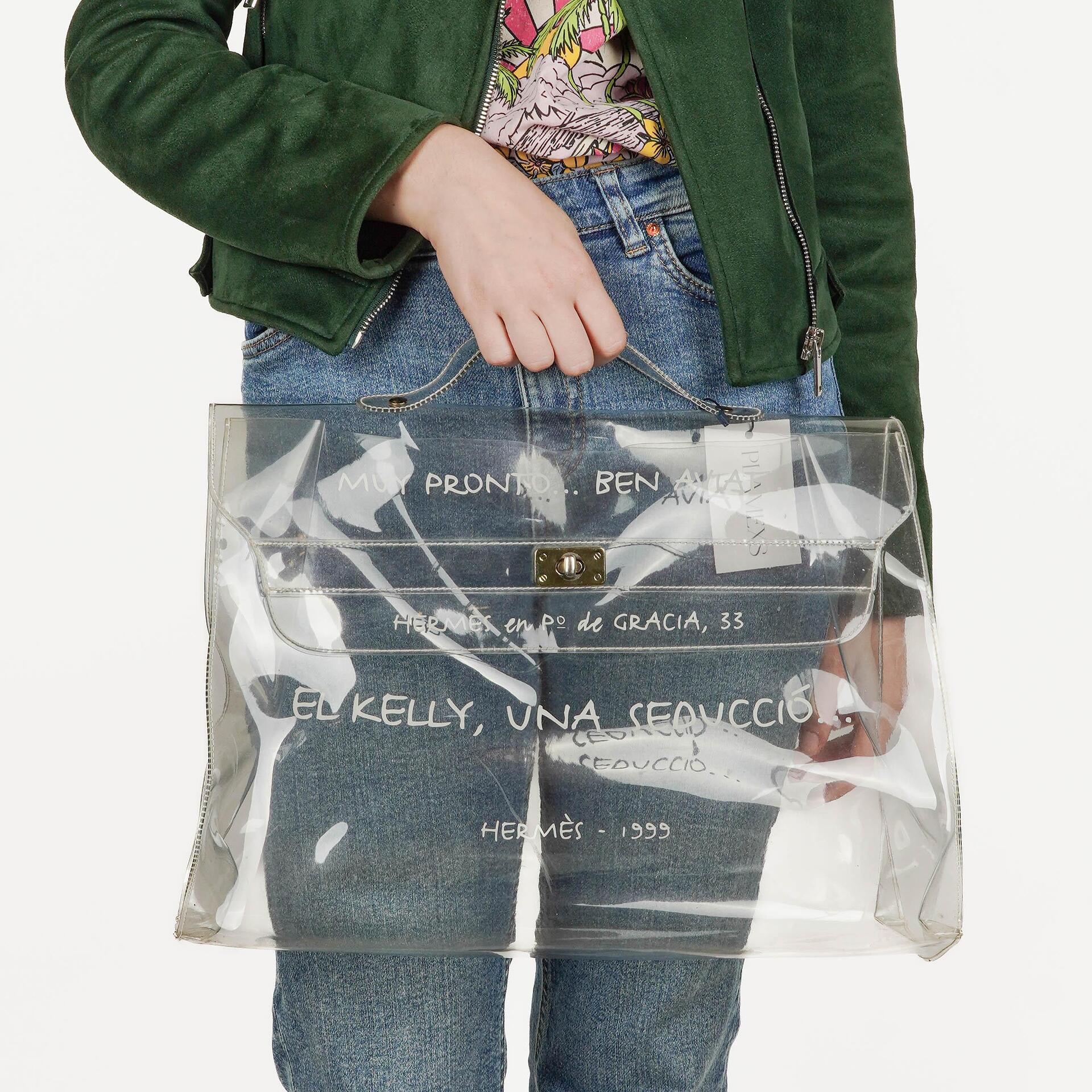Hermès Souvenir De L'Exposition Kelly Tasche aus transparentem Vinyl