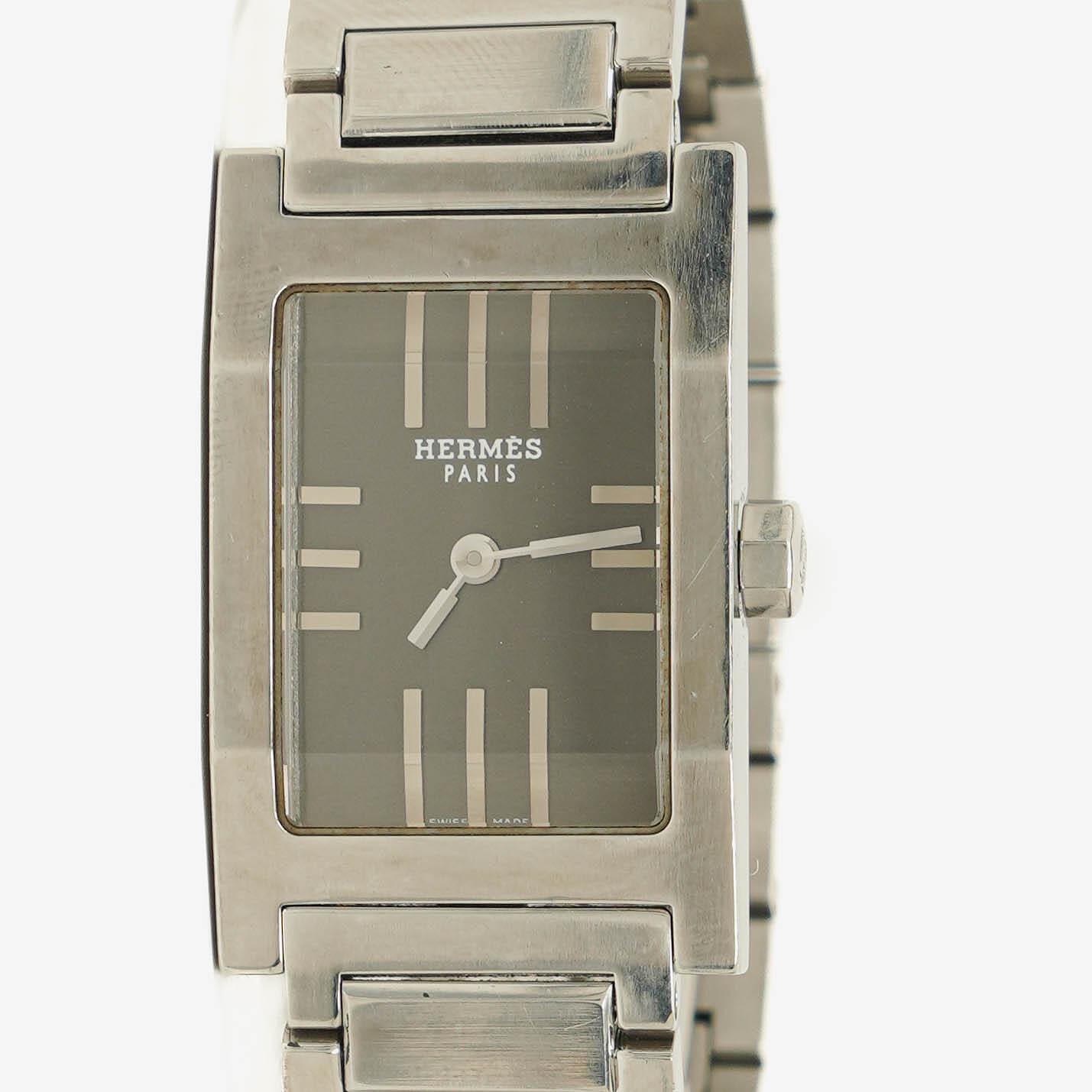 Hermès Tandem TA1.210 Quarzuhr aus Edelstahl