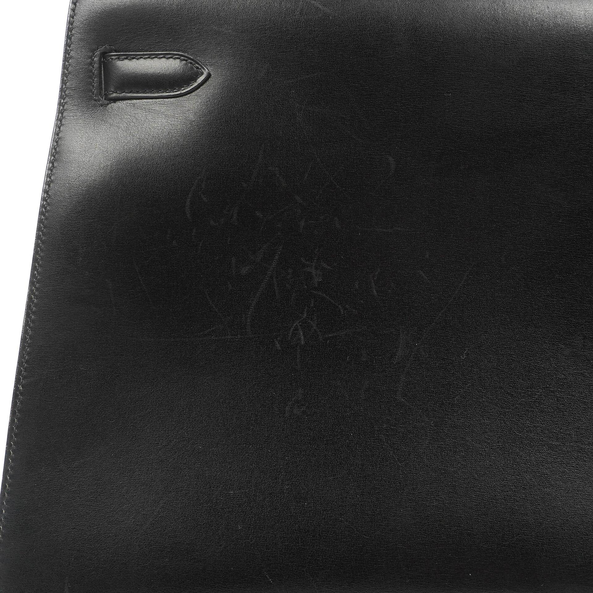 Hermès Vintage Kelly 35 Sellier Schwarzes Boxkalb Gold Hardware