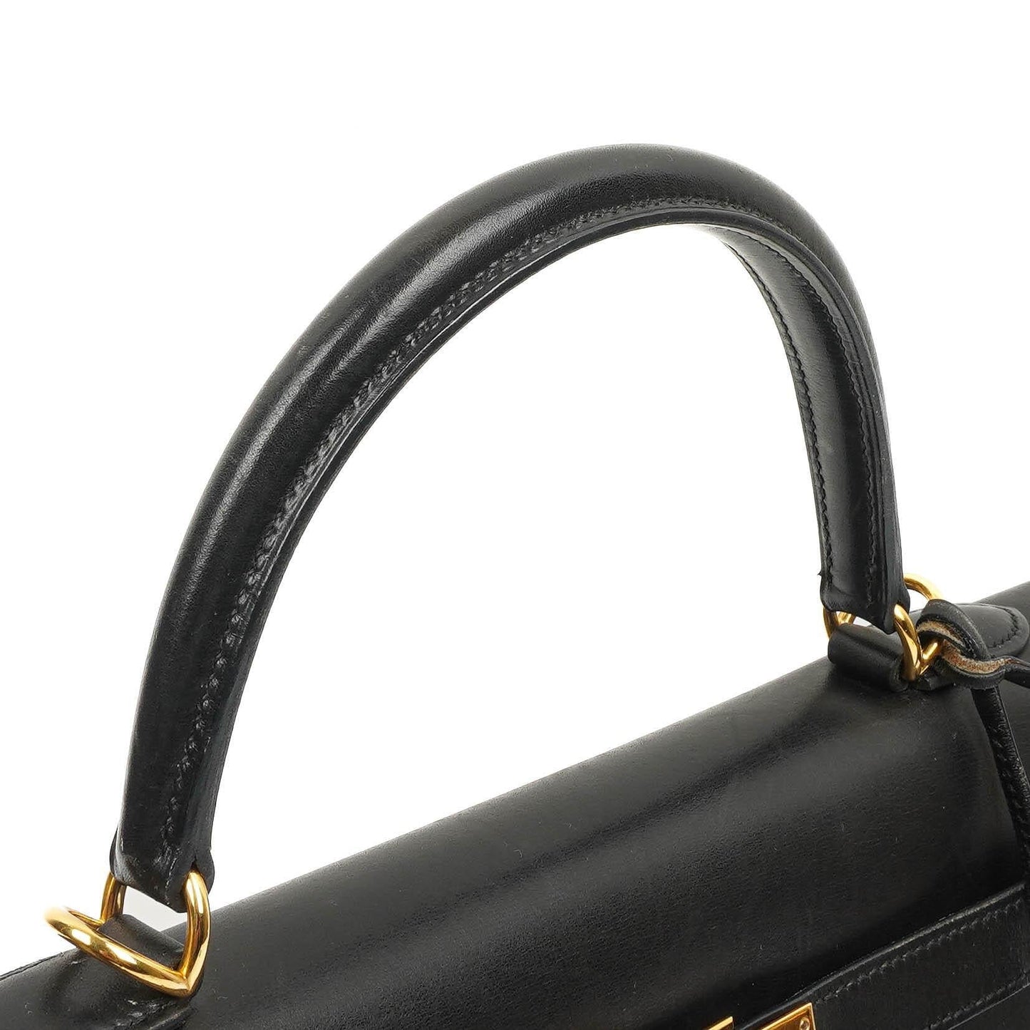 Hermès Vintage Kelly 35 Sellier Schwarzes Boxkalb Gold Hardware