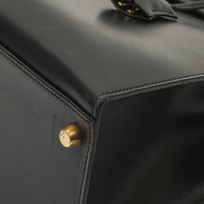 Hermès Vintage Kelly 35 Sellier Schwarzes Boxkalb Gold Hardware