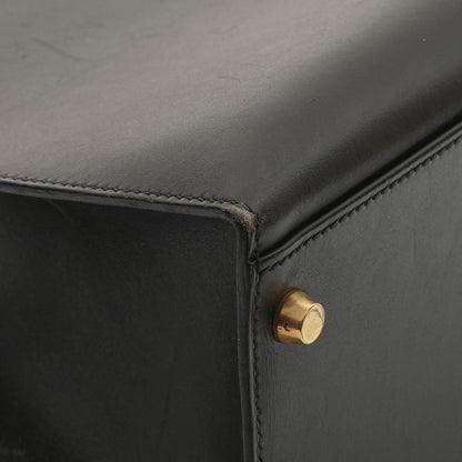 Hermès Vintage Kelly 35 Sellier Schwarzes Boxkalb Gold Hardware