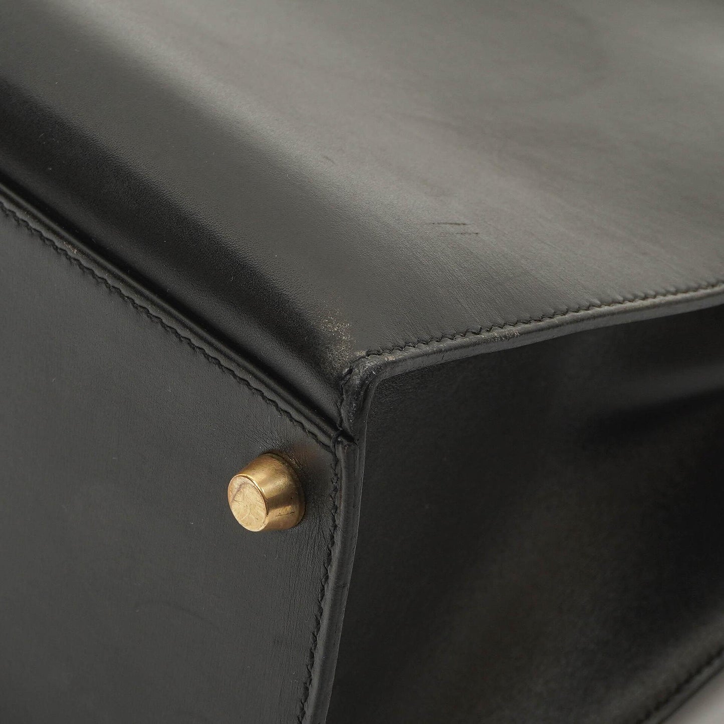 Hermès Vintage Kelly 35 Sellier Schwarzes Boxkalb Gold Hardware