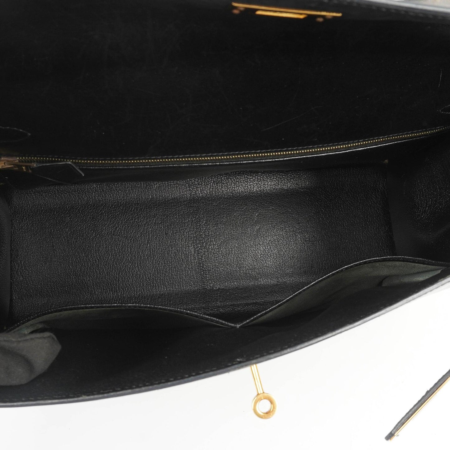 Hermès Vintage Kelly 35 Sellier Schwarzes Boxkalb Gold Hardware